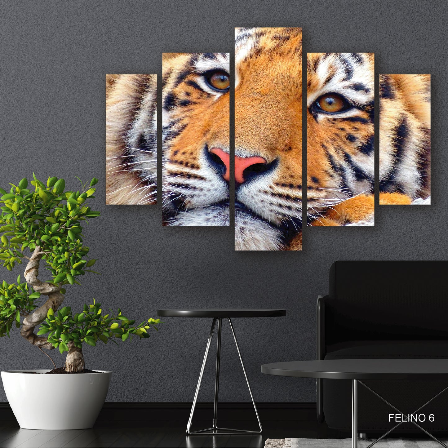 Subcoleccion Cuadros De Felinos/ Nombre: Cuadro Mirada Feroz: Retrato de Tigre en Primer Plano