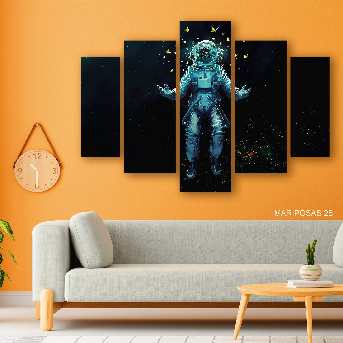 Cuadro Metamorfosis Cósmica: Un Astronauta y la Danza de las Mariposas