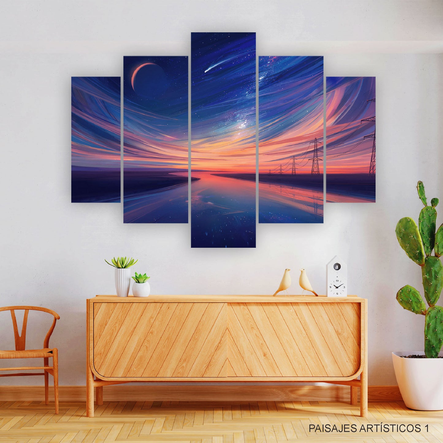 Subcoleccion Cuadros Paisajes Artísticos/ Nombre: Cuadro Crepúsculo Intergaláctico: Atardecer de Otro Mundo