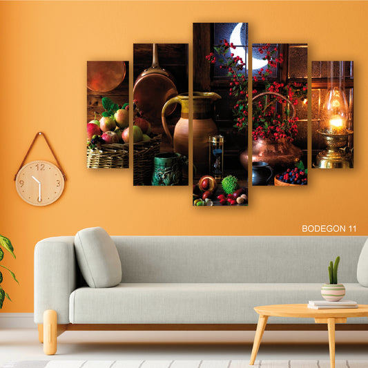 Cuadro Noche de Frutas: Cocina Iluminada por la Luna con Frutas