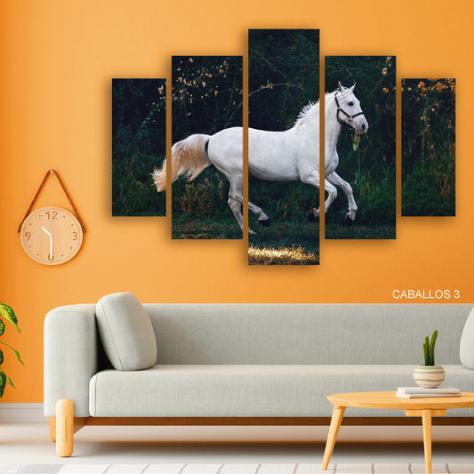 Subcoleccion Cuadros De Caballos/ Nombre: Cuadro Caballos Dorados del Bosque: Magia y Elegancia Equina