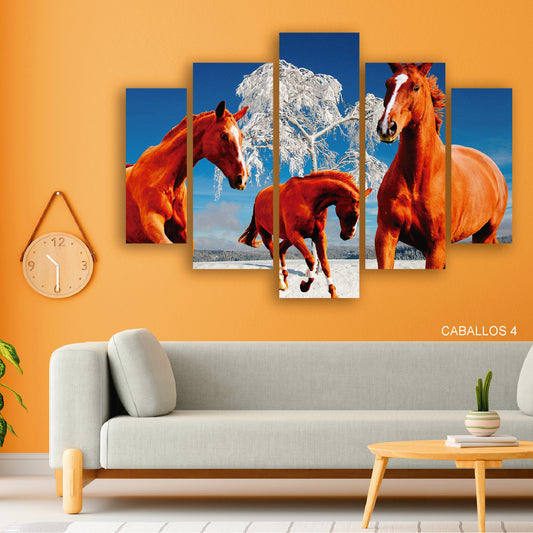 Subcoleccion Cuadros De Caballos/ Nombre: Cuadro Trío Equino Invernal: Magia y Elegancia Equina