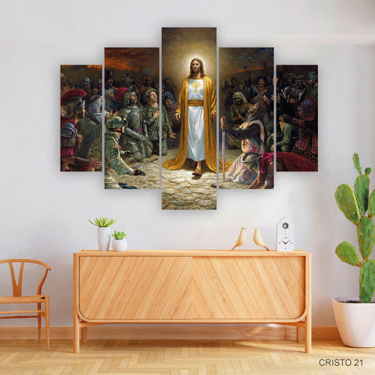 Cuadro Cristo Pacificador: Jesús Caminando entre Batallones y Ejércitos
