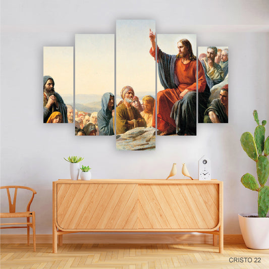 Cuadro Cristo Predicador: Jesús Repartiendo la Palabra en el Pueblo