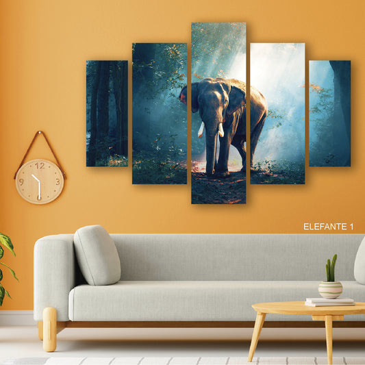 Subcoleccion Cuadros De Elefantes/ Nombre: Cuadro Solitario de la Jungla: Elefante Majestuoso en su Hábitat