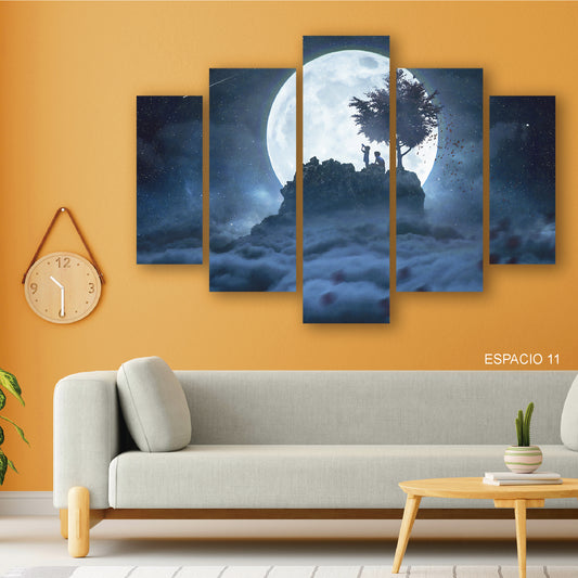 Cuadro Majestuosidad Lunar: La Luna y la Montaña en Armonía