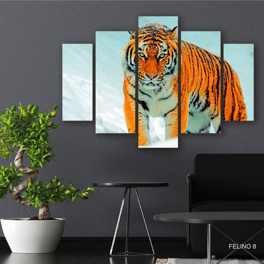 Subcoleccion Cuadros De Felinos/ Nombre: Cuadro Majestad Invernal: Tigre Imponente en la Nieve
