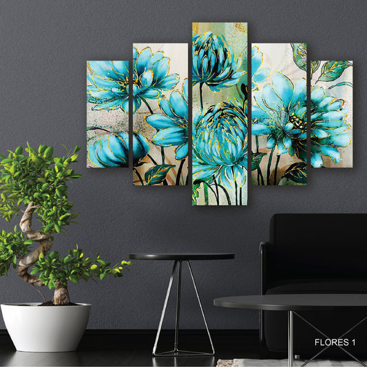 Cuadro Elegancia Azul: Flores Azules que Cautivan