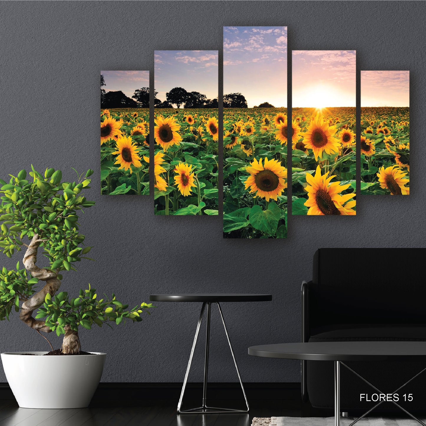 Cuadro Girasoles Dorados: Atardecer en el Campo de Girasoles