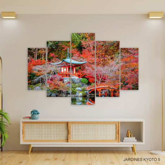 Subcoleccion Cuadros Paisajes Orientales/ Nombre: Cuadro Sueño Rosado Oriental: Casa Tradicional en un Mar de Flores