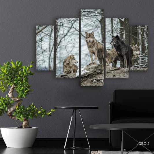 Subcoleccion Cuadros De Lobos/ Nombre: Cuadro Trío Invernal: Lobos en la Nieve