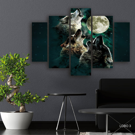 Subcoleccion Cuadros De Lobos/ Nombre: Cuadro: Sinfonía Salvaje: Lobos Aullando a la Luna