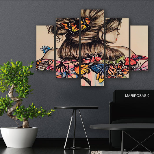 Subcoleccion Cuadros De Mariposas/ Nombre: Cuadro Afinidad Alada: Mujer y Mariposas en Sintonía
