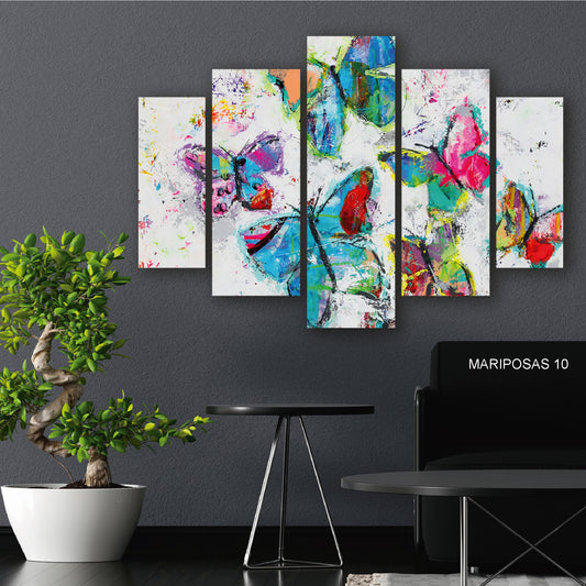 Subcoleccion Cuadros De Mariposas/ Nombre: Cuadro Metamorfosis Cromática: Mariposas Distorsionadas en Blanco Puro