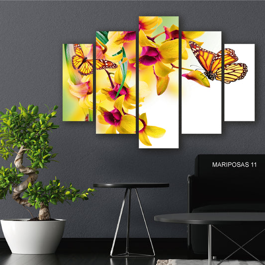 Subcoleccion Cuadros De Mariposas/ Nombre: Cuadro Sol de Primavera: Mariposas y Flores Amarillas en Armonía