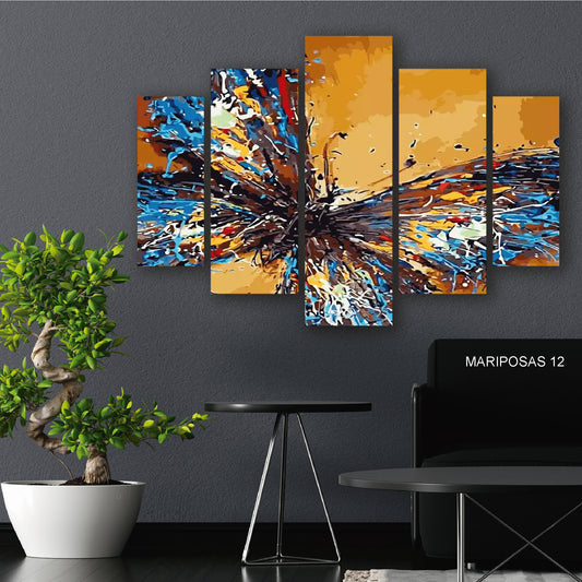 Subcoleccion Cuadros De Mariposas/ Nombre: Cuadro Caos Alado: Mariposa Abstracta en Chorreo de Color