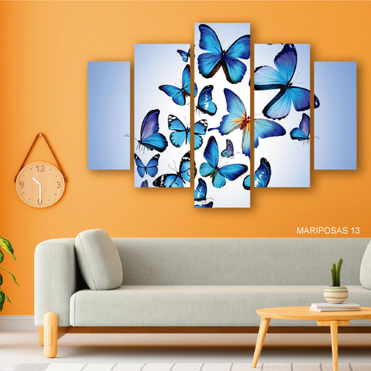 Subcoleccion Cuadros De Mariposas/ Nombre: Cuadro Ascenso Azul: Orda de Mariposas en Vuelo Ascendente