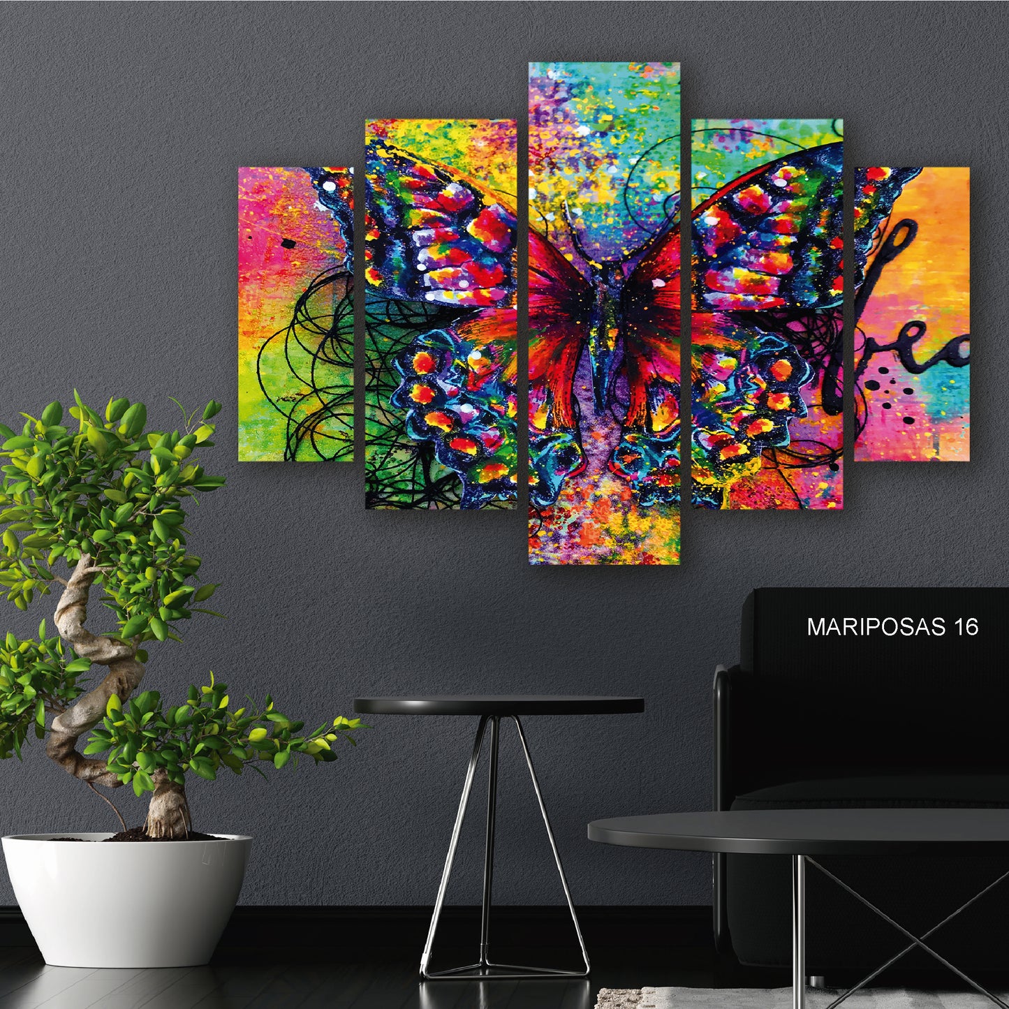 Subcoleccion Cuadros De Mariposas/ Nombre: Cuadro Vuelo Fugaz:  Mariposas Multicolores en Explosión de Instantes
