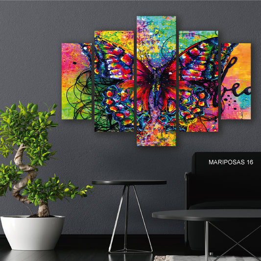 Subcoleccion Cuadros De Mariposas/ Nombre: Cuadro Vuelo Fugaz:  Mariposas Multicolores en Explosión de Instantes