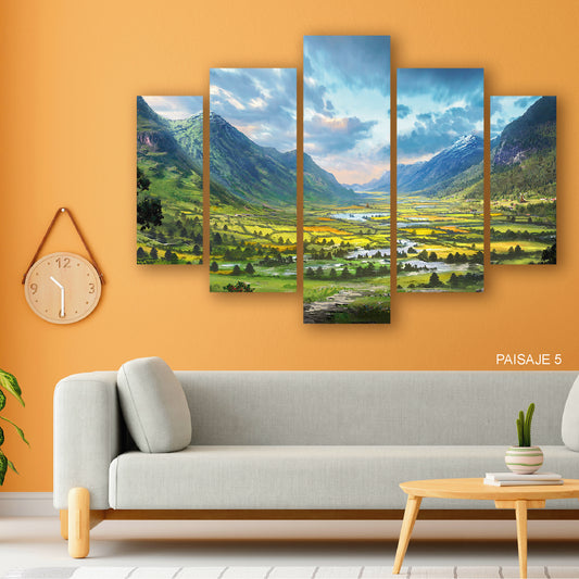 Subcoleccion Cuadros De Paisajes/ Nombre: Cuadro Majestad Montañosa: Paisaje Panorámico con Montañas Imponentes