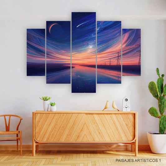 Subcoleccion Cuadros Paisajes Artísticos/ Nombre: Cuadro Crepúsculo Intergaláctico: Atardecer de Otro Mundo
