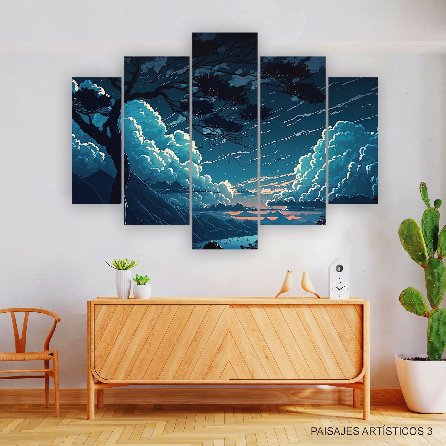 Subcoleccion Cuadros Paisajes Artísticos/ Nombre: Cuadro Horizonte de Fantasía: Nubes Caricaturescas Hacia el Infinito
