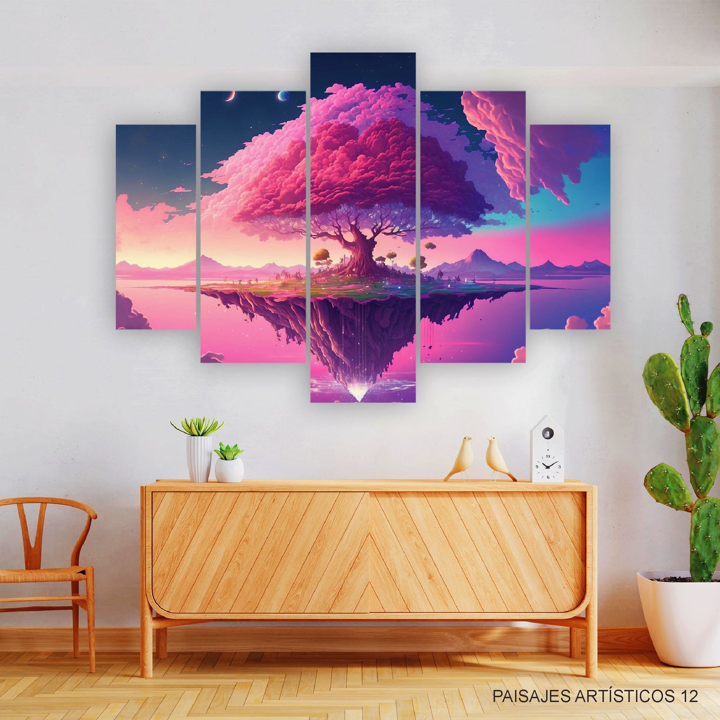 Subcoleccion Cuadros Paisajes Artísticos/ Nombre: Cuadro Árbol Cósmico Rosado: Un Gigante Estelar de Ensueño