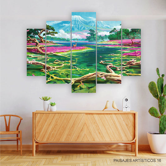 Subcoleccion Cuadros Paisajes Artísticos/ Nombre: Cuadro Paraíso Imaginado: Paisaje Utópico de Ensueño