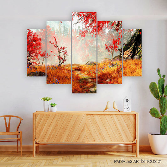 Subcoleccion Cuadros Paisajes Artísticos/ Nombre: Cuadro Sendero de la Calma: Un Camino Silencioso en la Naturaleza