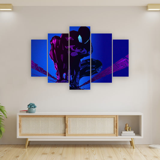 Subcoleccion Cuadros De Spiderman/ Nombre: Cuadro Spiderman Nocturno: Spiderman Negro en Noche Azul