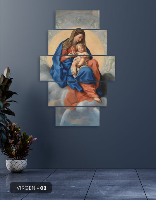 Cuadro Madre y Niño Eternos: Virgen Cuidando al Niño Jesús