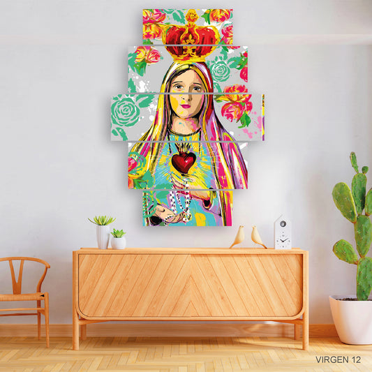 Cuadro Virgen Radiante: Representación Alegre y Moderna