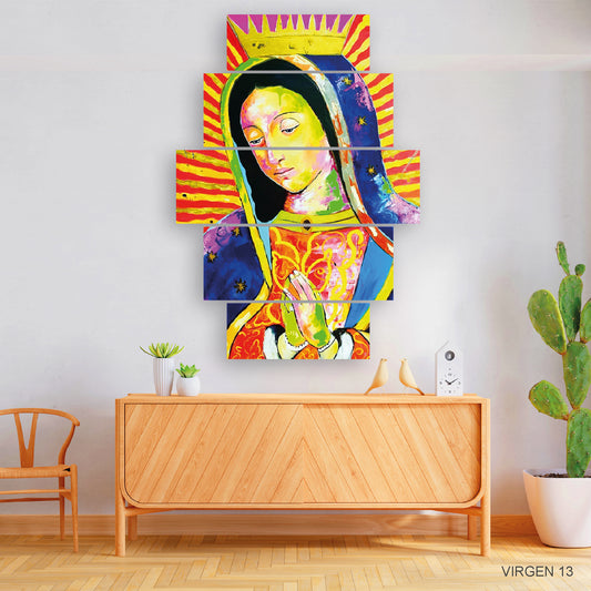 Cuadro Virgen Contemporánea: Representación Colorida y Moderna