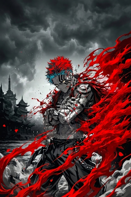 Cuadro Akaza – Furia Suprema en Combate