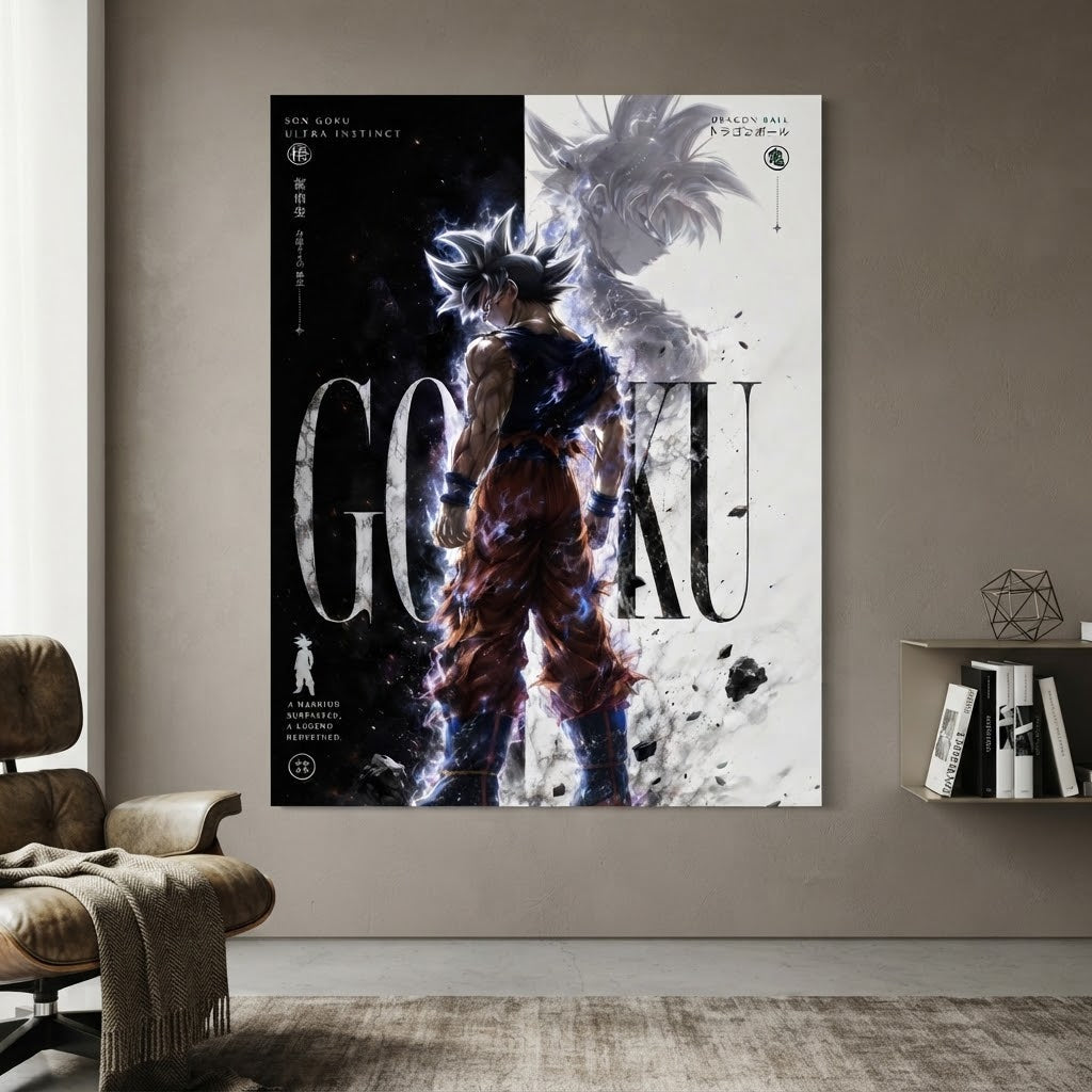 Cuadro Goku Ultra Instinto ambientado en sala