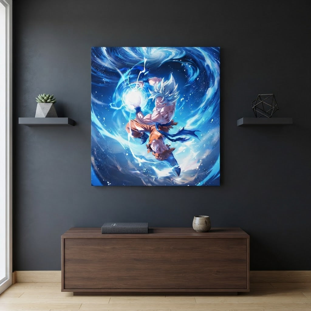 Cuadro Goku Kamehameha ambientado en sala