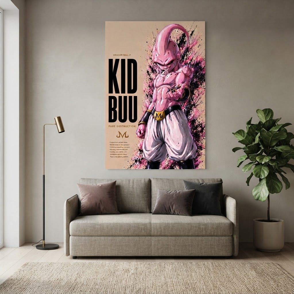 Cuadro Kid Buu ambientado en sala de estar