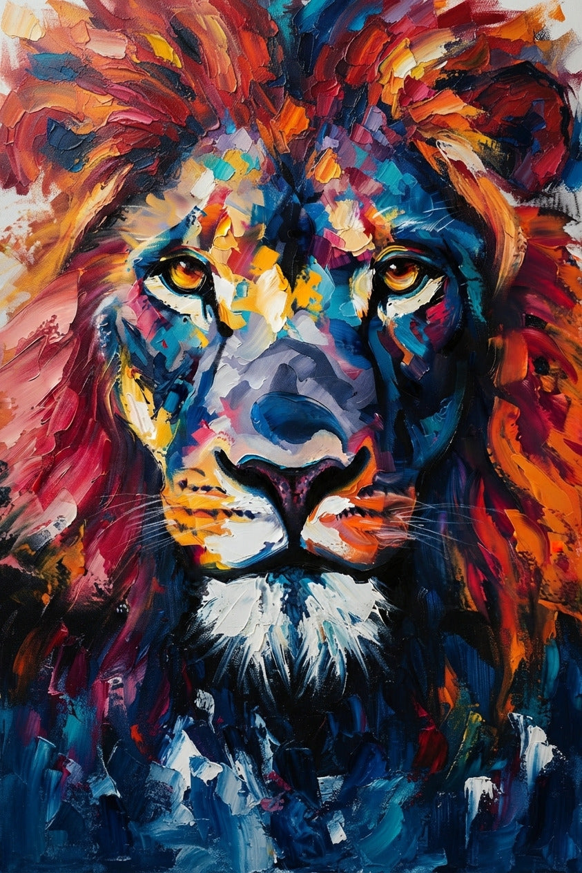 Cuadro León Ígneo – Fuerza en Color