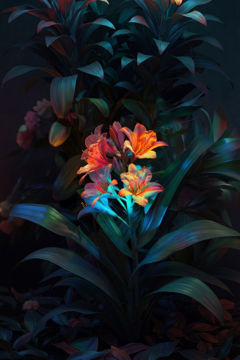 Cuadro Luz en la Noche – Flores Neón