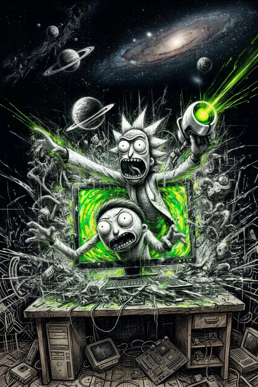Cuadro Caos Digital - Rick y Morty